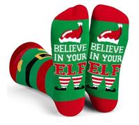 Lavley Funny Christmas Socks for Adults - Novelty Stocking Stuffer Gifts for Men, Women and Teens - Unisex One Size, Believe in Your Elf, One Size