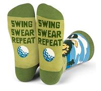Lavley Funny Golf Socks - Fun gift for golfers - Unisex one size fits most - Great for birthdays or stocking stuffers, Swing Swear Repeat, One Size