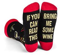 Lavley - If You Can Read This Bring Me Novelty Socks - Funny Dress Socks For Men and Women (Wine)