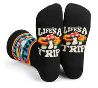 Lavley Life's A Trip Mushroom Socks - Fun Gift Funky Colorful Accessory for Men and Women - One Size