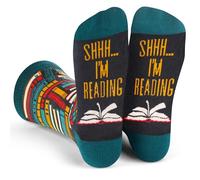 Lavley Nerd Socks - Gifts for Book Lovers, Musicians, Science Buffs and Intellects - Unisex Style for Men and Women, Shhh I'm Reading, One size