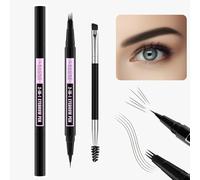 LAVONE 2-In-1 Waterproof Eyebrow Pen, with 3 Tip Microblading Eyebrow Pen and Ultra-Precise Brow Pencil, Dual-ended Eyebrow Brush - Medium Brown 01
