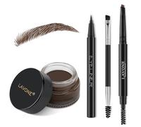 LAVONE Eyebrow Makeup Pen Set with Eyebrow Pencil, Waterproof Eyeliner, Eyebrow Ointment and Double Sided Eyebrow Brush, Dark Brown