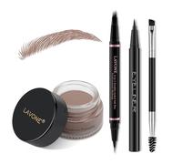 LAVONE Eyebrow Makeup Set with Pen, Includes 2 in 1 Waterproof Microblading Pen, Eyebrow Ointment, Eyeliner and Double Sided Brush, Ideal for Natural Eyebrows, Colour