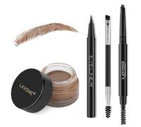LAVONE Eyebrow Stamp Pen Set 3 Eyebrow Stamp Pen Set Eyebrow Stamp with Waterproof Eyebrow Pencil, Eyeliner, Eyebrow Ointment and Double-Sided Eyebrow Brush - A
