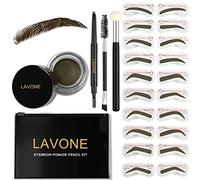 LAVONE Eyebrow Stamp Set 3 Eyebrow Stamp Set with Waterproof Eyebrow Pencil, Eyebrow Ointment, 20 Eyebrow Stencils, Double Sided Eyebrow Brush