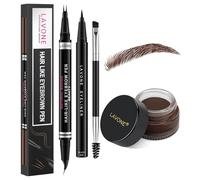 LAVONE Hair-Like Eyebrow Pen Makeup kit, Eyebrow Pencils for Women with Waterproof Microblading Eyebrow Pencil, Eyebrow Pomade, Eyeliner and Eyebrow Brush, Create Full, Natural Brows, Espresso