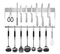 Lavuky Magnetic Knife Holder,Stainless Steel Magnetic Knife Strip,Utensil Holder and Knife Rack with Removable Hooks Magnetic Knife Bar for Kitchen Knives and Metal Utensils Tools Storage (20)