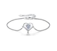 LAVUMO Bracelets for Womens 925 Sterling Silver Bracelet Womens Birthstone Jewellery Love Heart Gifts for Her Mum Girlfriend Wife Christmas Valentines Birthday Mothers Day Gift