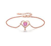 LAVUMO Bracelets for Womens 925 Sterling Silver Bracelet Womens Birthstone Jewellery Love Heart Gifts for Her Mum Girlfriend Wife Christmas Valentines Birthday Mothers Day Gift
