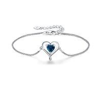 LAVUMO Bracelets for Womens 925 Sterling Silver Bracelet Womens Birthstone Jewellery Love Heart Gifts for Her Mum Girlfriend Wife Christmas Valentines Birthday Mothers Day Gift