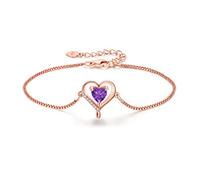 LAVUMO Bracelets for Womens 925 Sterling Silver Bracelet Womens Birthstone Jewellery Love Heart Gifts for Her Mum Girlfriend Wife Christmas Valentines Birthday Mothers Day Gift