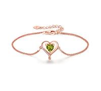 LAVUMO Bracelets for Womens 925 Sterling Silver Bracelet Womens Birthstone Jewellery Love Heart Gifts for Her Mum Girlfriend Wife Christmas Valentines Birthday Mothers Day Gift