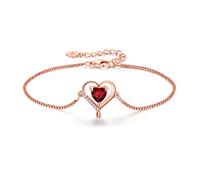 LAVUMO Bracelets for Womens 925 Sterling Silver Bracelet Womens Birthstone Jewellery Love Heart Gifts for Her Mum Girlfriend Wife Christmas Valentines Birthday Mothers Day Gift
