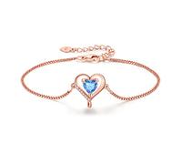 LAVUMO Bracelets for Womens 925 Sterling Silver Bracelet Womens Birthstone Jewellery Love Heart Gifts for Her Mum Girlfriend Wife Christmas Valentines Birthday Mothers Day Gift