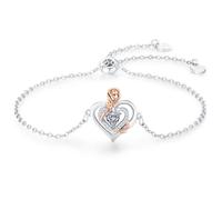 LAVUMO Bracelets for Womens Real 925 Sterling Silver/Brass Bracelet Rose Flower Bracelet Birthstone Jewellery Gifts for Women Her Girlfriend Wife Mum Anniversary Birthday Valentines Christmas