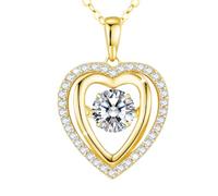 LAVUMO Dancing Moissanite Necklace for Women, 925 Sterling Silver Necklace 1 Carat VVS1 Moissanite Jewellery Gifts for Women Christmas Birthday Anniversary Mothers Day Valentine's Day