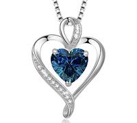 LAVUMO Heart Necklace for Women 925 Sterling Silver Love Cubic Zirconia Pendant Brithstone Necklace Christmas Valentines Birthday Mothers Day Jewellery Gifts for Women Wife Girlfriend Mum Friend (9)