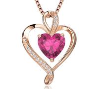 LAVUMO Heart Necklace for Women 925 Sterling Silver Love Cubic Zirconia Pendant Brithstone Necklace Christmas Valentines Birthday Mothers Day Jewellery Gifts for Women Wife Girlfriend Mum Friend