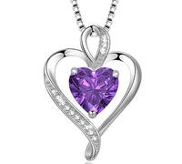 LAVUMO Heart Necklace for Women 925 Sterling Silver Love Cubic Zirconia Pendant Brithstone Necklace Christmas Valentines Birthday Mothers Day Jewellery Gifts for Women Wife Girlfriend Mum Friend