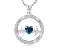 LAVUMO Heartbeat Necklaces for women Sterling Silver Cubic Zirconia Pendant Jewellery Gifts Ideas for Women Wife Girlfriend Mum Christmas Valentine's Day Anniversary Birthday Mothers Day Gifts