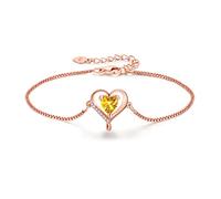 LAVUMO Infinity Bracelets for Womens 925 Sterling Silver/Brass Bracelet Womens Birthstone Jewellery Love Heart Gifts for Women Mum Girlfriend Wife Christmas Valentines Birthday Gift
