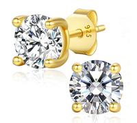 LAVUMO Moissanite Earrings Silver 925 14K Gold/White Gold Plated, 0.3ct-2CT Moissanite Stud Earrings, VVS1 D Color Hypoallergenic Jewellery Gifts for Women and Men