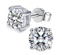 LAVUMO Moissanite Earrings Silver 925 14K Gold/White Gold Plated, 0.3ct-2CT Moissanite Stud Earrings, VVS1 D Color Hypoallergenic Jewellery Gifts for Women and Men