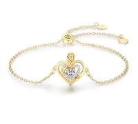 LAVUMO Moissanite Rose Bracelet 925 Sterling Silver Bracelets for Womens 14K Gold/Rose Gold/Silver Bracelet for Her Moissanite Diamond Birthday Anniversary Jewellery Gift for Her Women Wife Mum