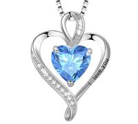 LAVUMO Necklace for Women I Love You 925 Sterling Silver Heart Pandent Rosegold/Silver/Gold Birthstone Necklace Dainty Love Jewellery Gift for Her Girlfriend Wife Mum Birthday Anniversary