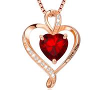 LAVUMO Necklace for Women I Love You 925 Sterling Silver Heart Pandent Rosegold/Silver/Gold Birthstone Necklace Dainty Love Jewellery Gift for Her Girlfriend Wife Mum Birthday Anniversary