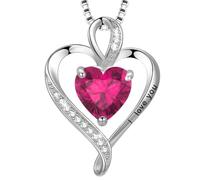 LAVUMO Necklace for Women I Love You 925 Sterling Silver Heart Pandent Rosegold/Silver/Gold Birthstone Necklace Dainty Love Jewellery Gift for Her Girlfriend Wife Mum Birthday Anniversary