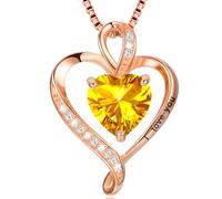 LAVUMO Necklace for Women I Love You 925 Sterling Silver Heart Pandent Rosegold/Silver/Gold Birthstone Necklace Dainty Love Jewellery Gift for Her Girlfriend Wife Mum Birthday Anniversary