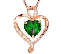 LAVUMO Necklace for Women I Love You 925 Sterling Silver Heart Pandent Rosegold/Silver/Gold Birthstone Necklace Dainty Love Jewellery Gift for Her Girlfriend Wife Mum Birthday Anniversary