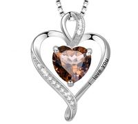 LAVUMO Necklace for Women I Love You 925 Sterling Silver Heart Pandent Rosegold/Silver/Gold Birthstone Necklace Dainty Love Jewellery Gift for Her Girlfriend Wife Mum Birthday Anniversary