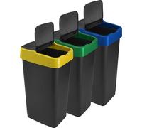 LAVV HOUSEWARES LTD 3x 60L Plastic Indoor Recycling Bin with Double Swing Lid Top Colour Coded
