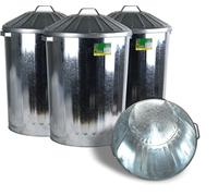 LAVV HOUSEWARES LTD 4x Large 90L Galvanised Metal Storage Bins with Lid and Handles Set