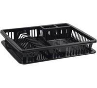 LAVV HOUSEWARES LTD Elite Large 12 Plate Bays Dish Drainer Drying Rack with Drip Tray and Cutlery Holder (Black)