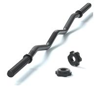 LAVVON 47" EZ Curl Bar Weight Lifting Bar, 1-inch Curling Bars for Weight lifting, Barbell bar for Hip Thrusts/Squats/Lunges for Gym and Home, With 2 Star Double Risk T-nuts (220lb Weight Capacity)