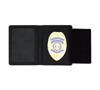 Law Enforcement Badge Holder Wallet, Eagle Shape Badge Holder, Hidden Police Wallet, Shield Wallets (Black Genuine Leather)