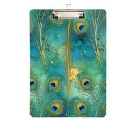 Law Enforcement clipboard Elegant Peacock Feathers Deep Blue Hard Board for Soccer Truck Driver Size 9 x 12.5 Tabla para escribir con Clip