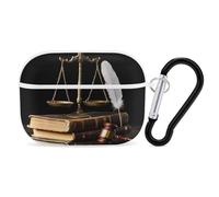 Law Firm Scales Justice Hammer Bluetooth Earphone Case Hard Covers Earbuds Protective Case Compatible with Airpods Pro