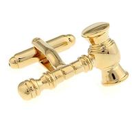 Law Gavel Mallet Judge Lawyer Mason Pair Cufflinks (Gold)