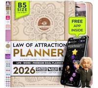 Law of Attraction Planner 2026 - Hourly, Weekly & Monthly Goal Setting Planner with Panduo App | 12 Month Productivity, Life & Gratitude Journal | Include Foldable Vision Board, Gift Box & Stickers