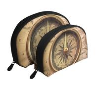 Law of The Compass Navigation Portable Shell Cosmetic Bag Set - Travel Makeup Organiser with Zipper & Inner Compartments