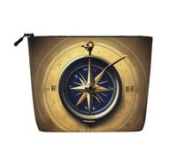 Law of The Compass Navigation Print Cosmetic Bag for Women,Faux Linen Makeup Bag Large Capacity,Perfect for Travel Daily Use