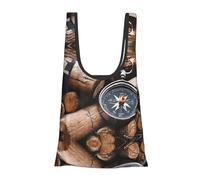 Law of The Compass Navigation Print Foldable Reusable Grocery Bag Lightweight Shopping Tote for Groceries Travel Beach Eco-Friendly Compact Adventure Tote