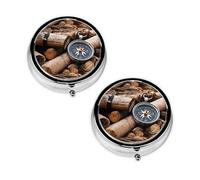 Law of The Compass Navigation Print Pill Box 3 Compartment Medicine Pill Case,Portable for Pocket Or Purse Pill Organizer Decorative Metal Medicine Vitamin Organizer Unique Gift