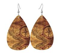 Law Of The Compass Navigation Trendy Leather Teardrop Earring Lightweight Bohemian Earrings Set Jewelry Gift For Women Girl