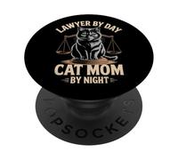 Law Women Justice Lawyer by Day Cat Mom by Night PopSockets Adhesive PopGrip
